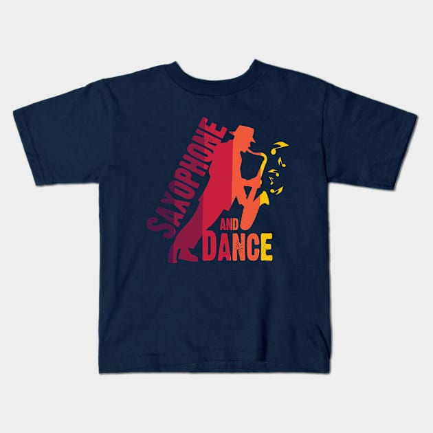 Saxophone and dance Kids T-Shirt by andantino